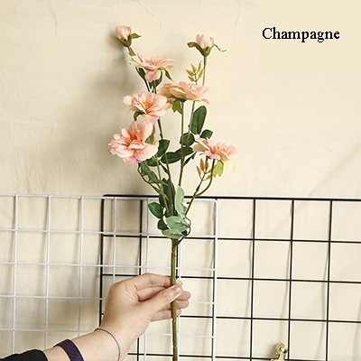 

73cm 7 Fork Silk Rose Flower Stem Simulation Chinese Rose 6 Color for Wedding Centerpieces Decorative Artificial Flower