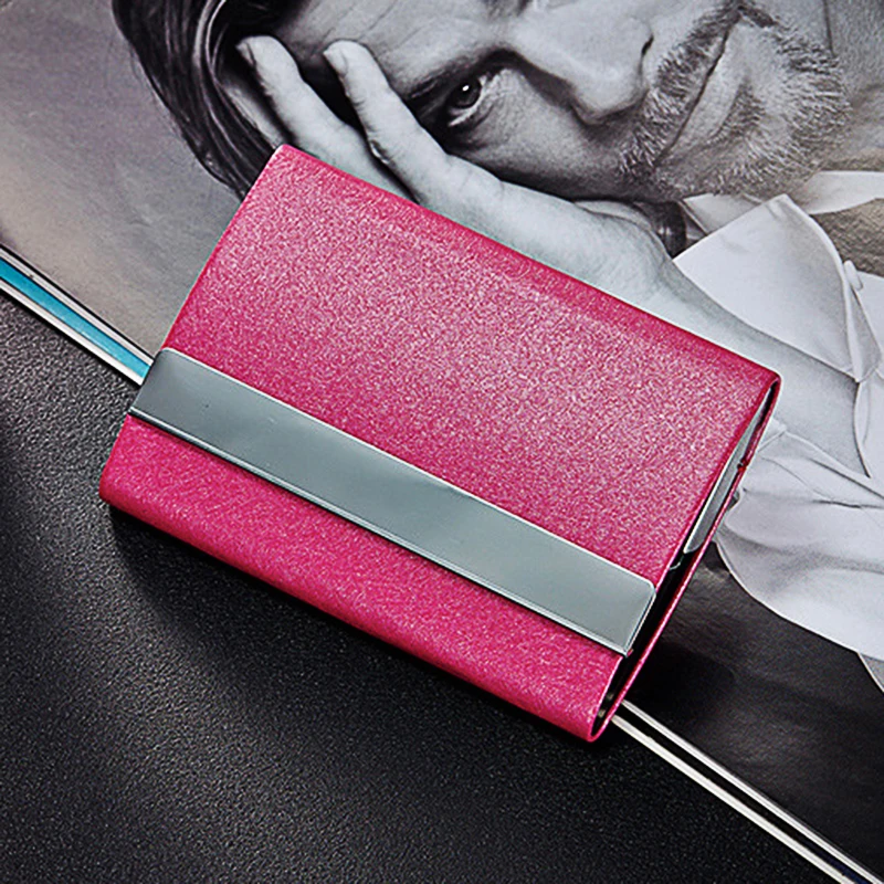 VJ металлический кожаный двухсторонний КОШЕЛЕК из нержавеющей стали визитница