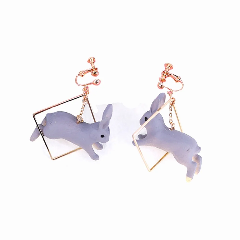 Индивидуальные милые трехмерные серьги-подвески из сплава с кроликом