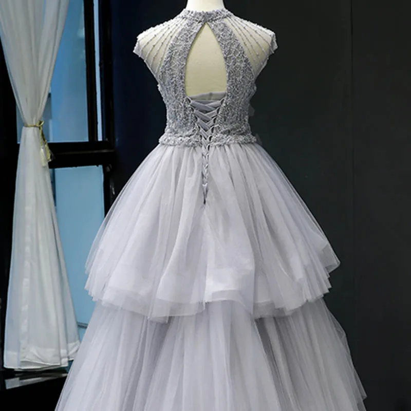 J66701 jancember party dress elegant halter A-line lace up sweep train tiered floor length evening dress вечерние платья 2019