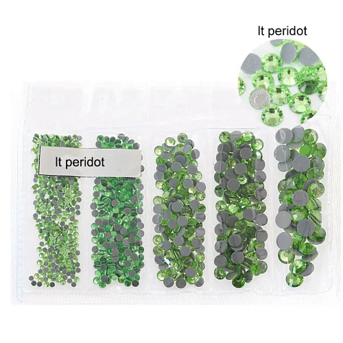 Light Peridot Смешанные размеры стеклянные стразы исправление хрусталя и искусственного алмаза AB железо на стразы Flatback исправление стразы для одежды B3700 - Цвет: Light Peridot