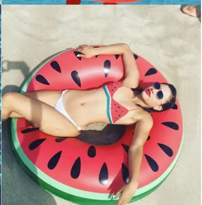 watermelon 80cm Ins Горячая сердце гигантское кольцо для плавания Фламинго Единорог надувной бассейн поплавок Лебедь ананас плавает Тукан Павлин водные игрушки - Цвет: watermelon 80cm