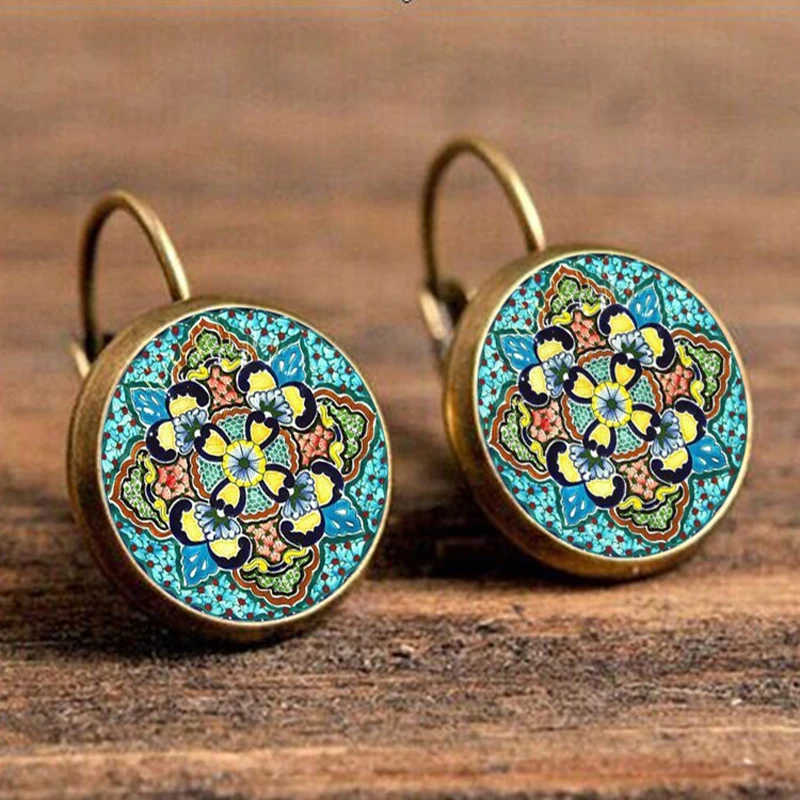 Новый Мода богемный для женщин Винтаж Большой Круглый Серьги гвоздики несколько