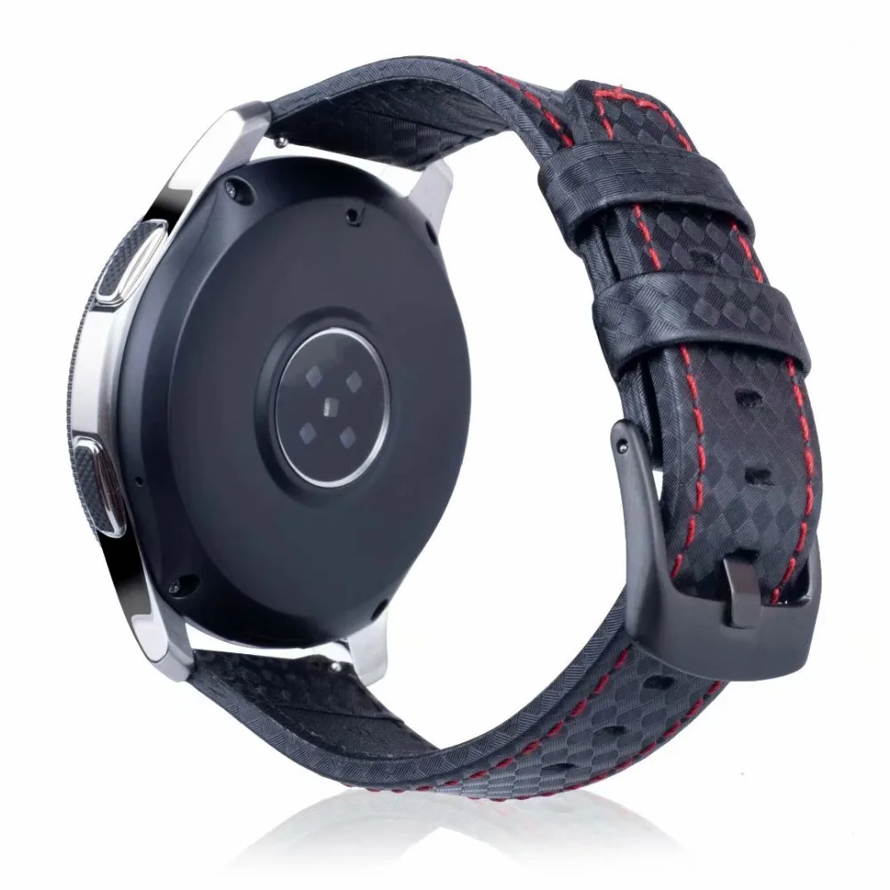 Ремешок из натуральной кожи для Samsung Galaxy Watch 46 мм Gear S3 браслет углеродного волокна