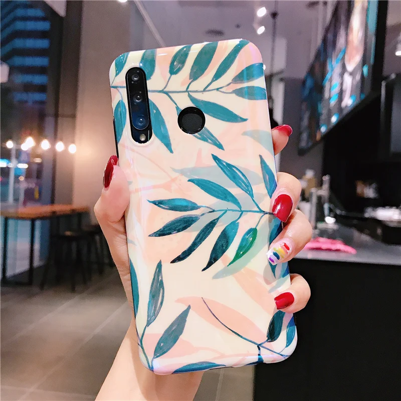 Summer Banana Leaf Blue Ray Light Case For Huawei P30 P20 Lite Mate 20 Pro 20X Honor20 V20 20i Nova 4 3i Silicone Cover |