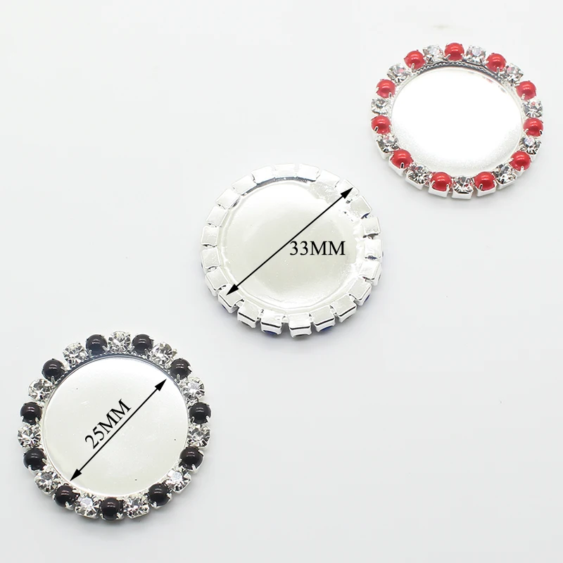 Пуговицы для одежды круглые жемчужные металлические со стразами 33 мм 10 шт./лот |