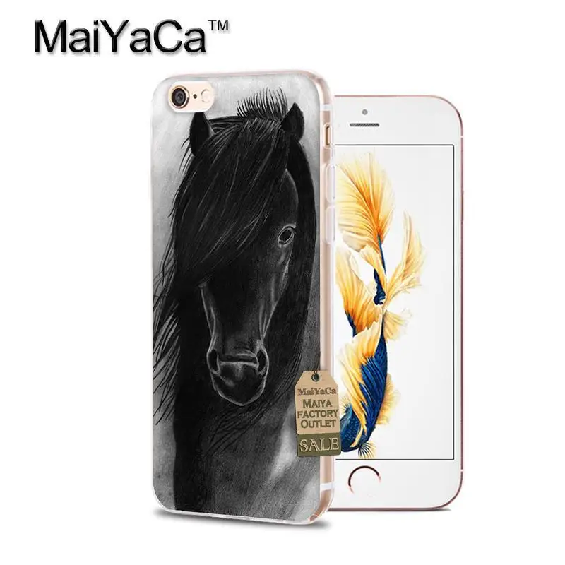 Мягкий прозрачный чехол для телефона MaiYaCa Running horse animal iPhone x xs max xr 5s 6s 7 8plus 11pro max|cover