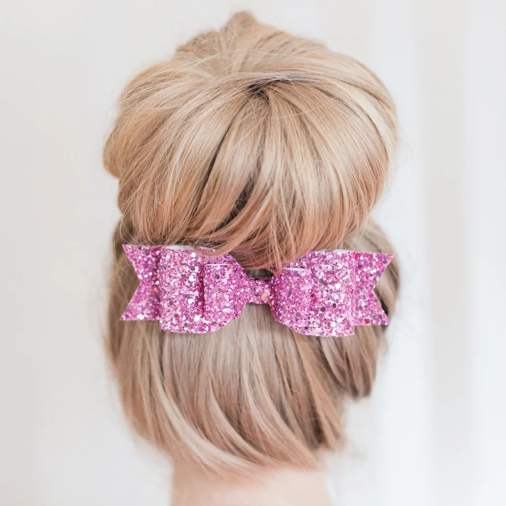 Pale Gold Glitter Bow Hair Clip for Girl and Women Barrettes Sequin Girls Pin Luxury Hairpin Accessories | Детская одежда и обувь