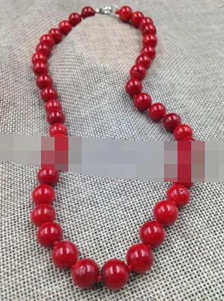 

Женское Ожерелье из натуральных бусин, круглые красные коралловые бусины 18 дюймов, huij 004906, 10 мм
