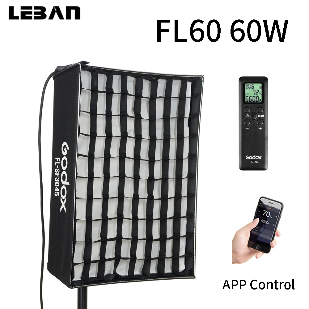 Godox FL60 60 Вт гибсветодиодный Светодиодная лампа для видеосъемки вращающаяся