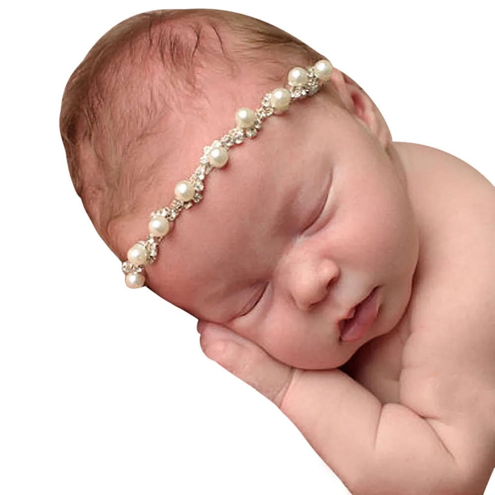 

New 3pcs Newborn Baby Pearl Rhinestone Headband Photography Accessories Tool de6