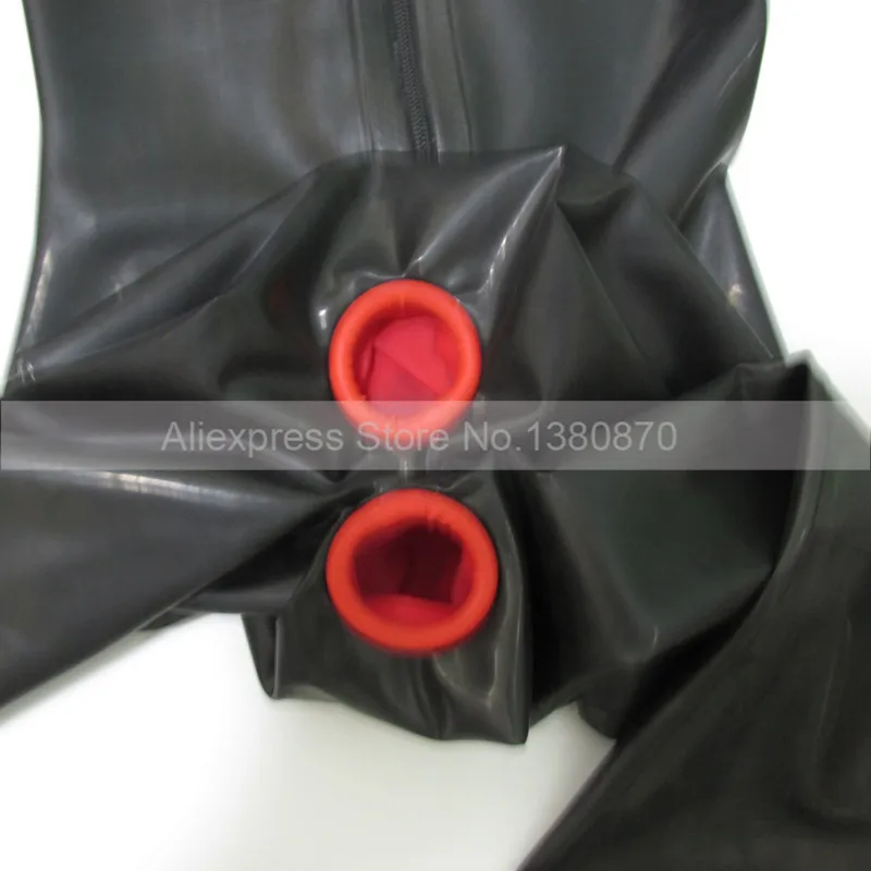 Черный сексуальный женский латексный костюм Кэтсьют с презервативами в целом резиновый зенитный комбинезон ручной работы S-LC194.