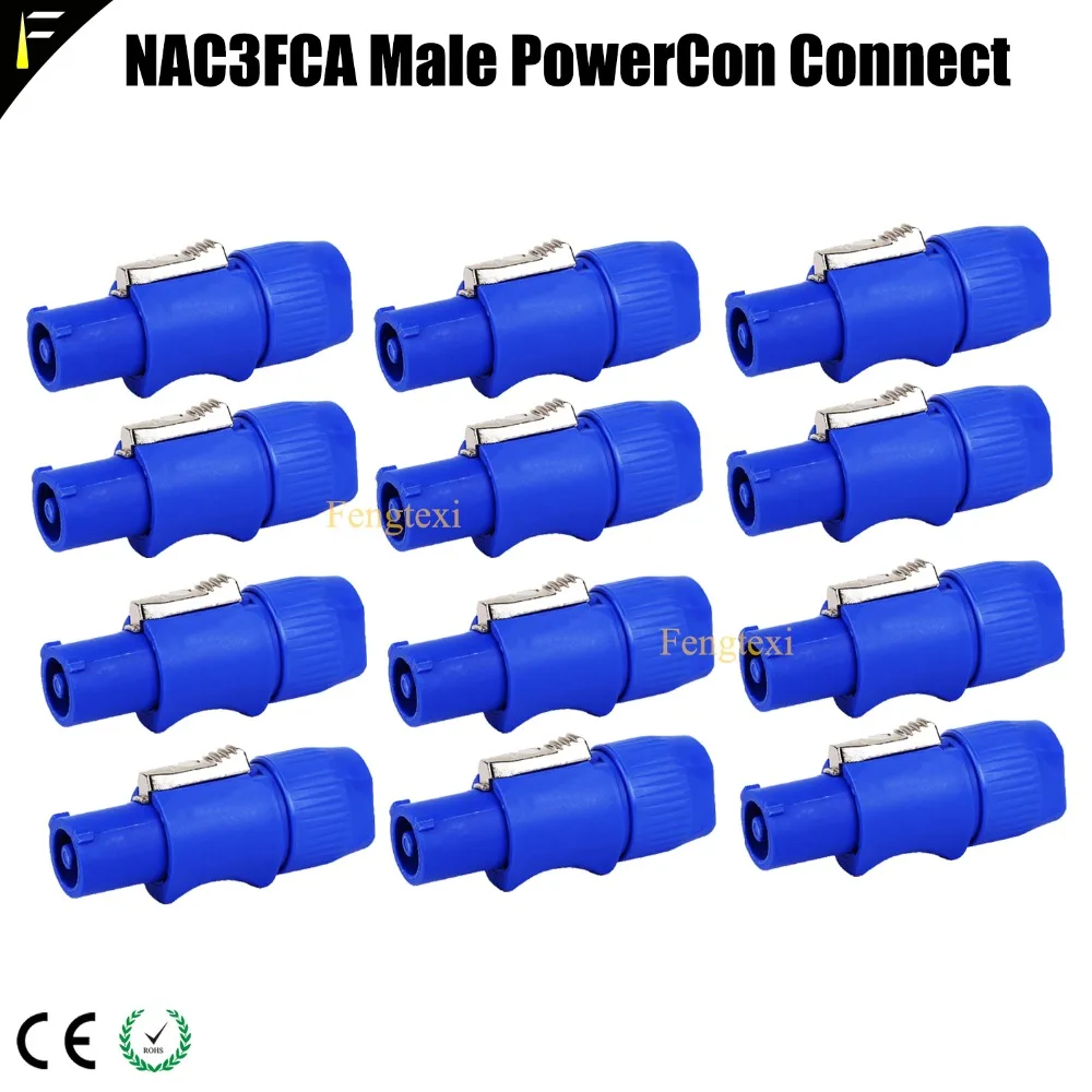 12pieces NAC3FCA Male 3-Pin PowerCon Power In Connector Plug 250V/20A for Refitting Moving Head Light LED Panel Power Cable