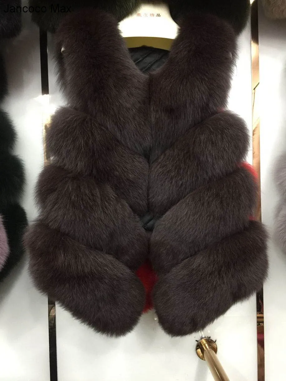 Coffee JKKFURS Модный женский 4 ряда меховой жилет настоящий мягкий толстый лисий мех жилет женский Зимний натуральный жилет S1677 - Цвет: Coffee