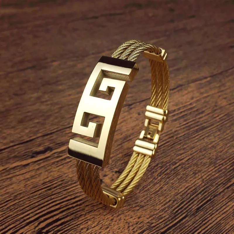 Нержавеющая сталь G Форма браслет Homme Для мужчин золотые украшения Цвет панк
