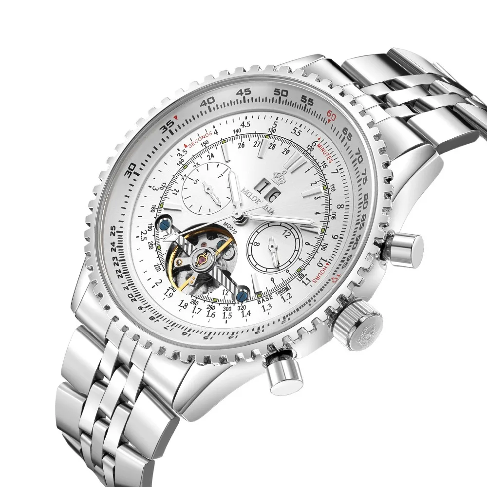 Мужские автоматические механические часы ORKINA с турбийоном и браслетом из