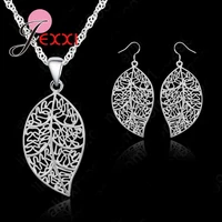 classic jewelry best genuine 925 sterling silver jewelry sets leaves earring hook and leaf pendant necklaces18