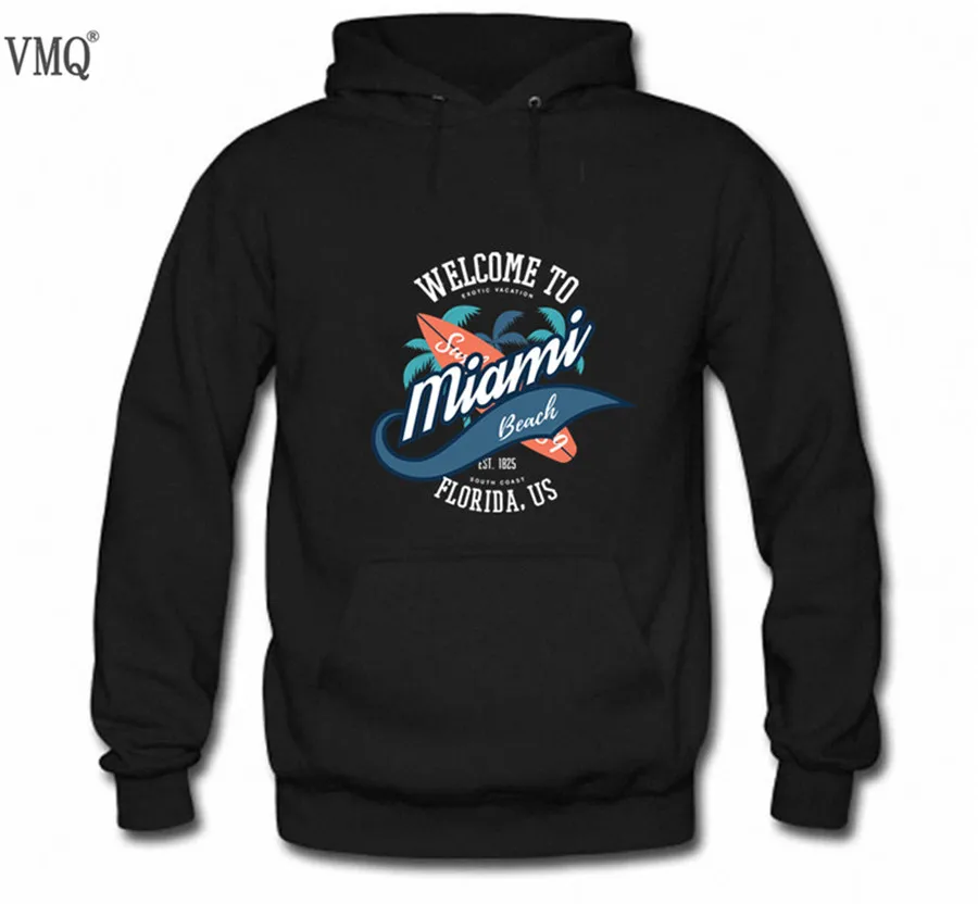 VMQ Марка 2017 Зима Стиль Капюшоном пальма и доски для серфинга Толстовки С Hat