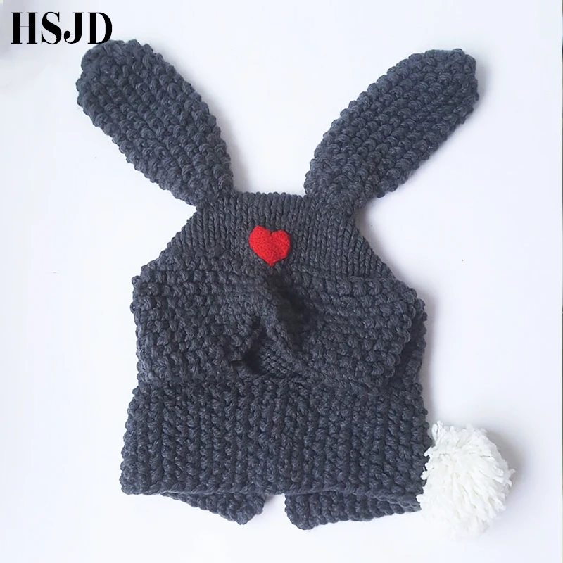 Шапка с милым кроликом 2018 зимняя детская вязаная крючком Серая шапка мультяшным