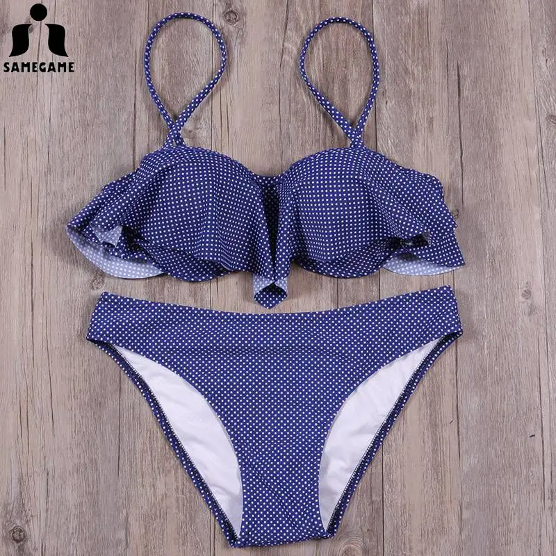 Женский купальник с оборками SAMEGAME Леопардовый бразильский на косточках пляжные