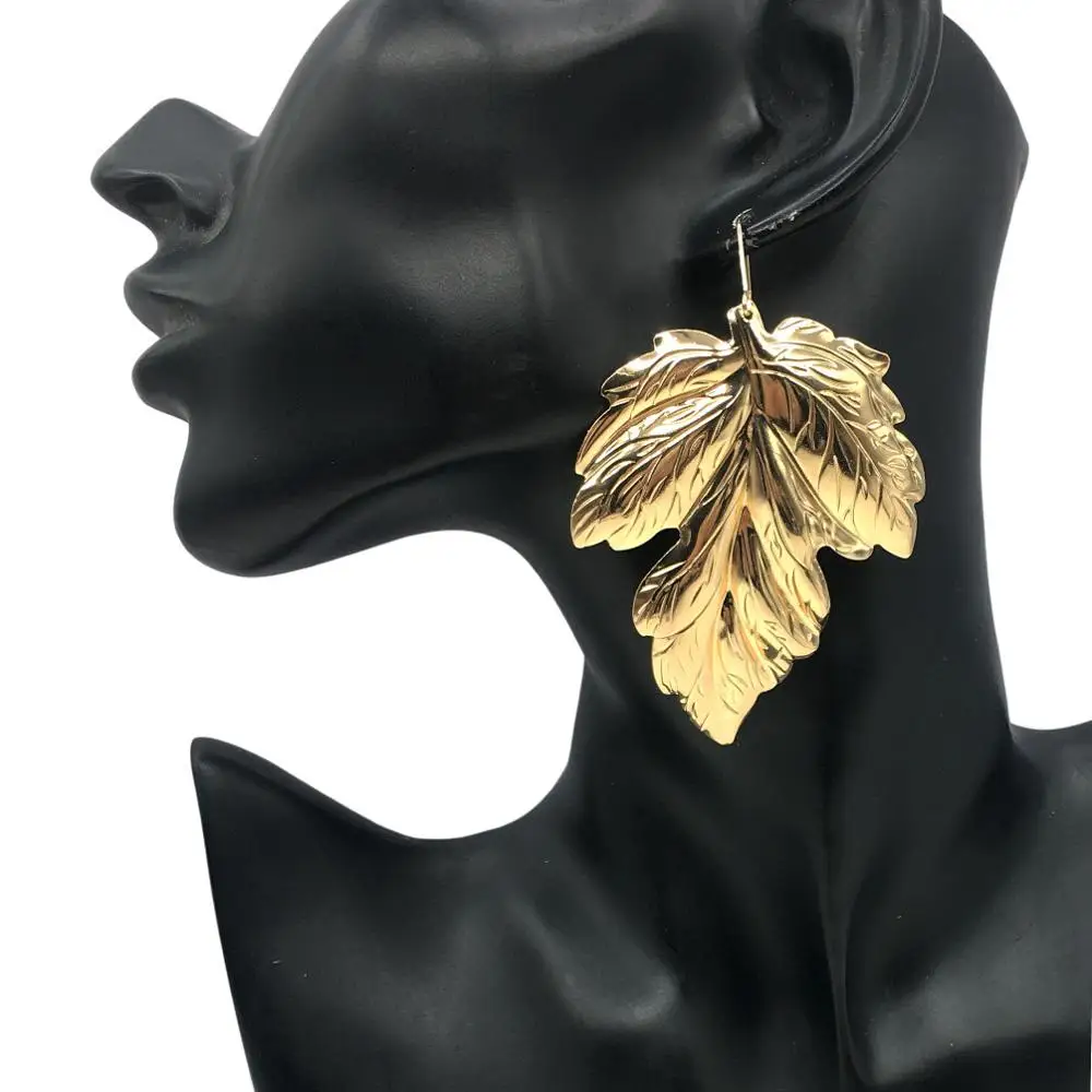 Gold Earrings MANILAI, панк, металлический лист, свисающие, массивные серьги, для женщин, модные, сплав, листья, большие серьги, этнические ювелирные аксессуары, индийские - Окраска металла: Gold Earrings