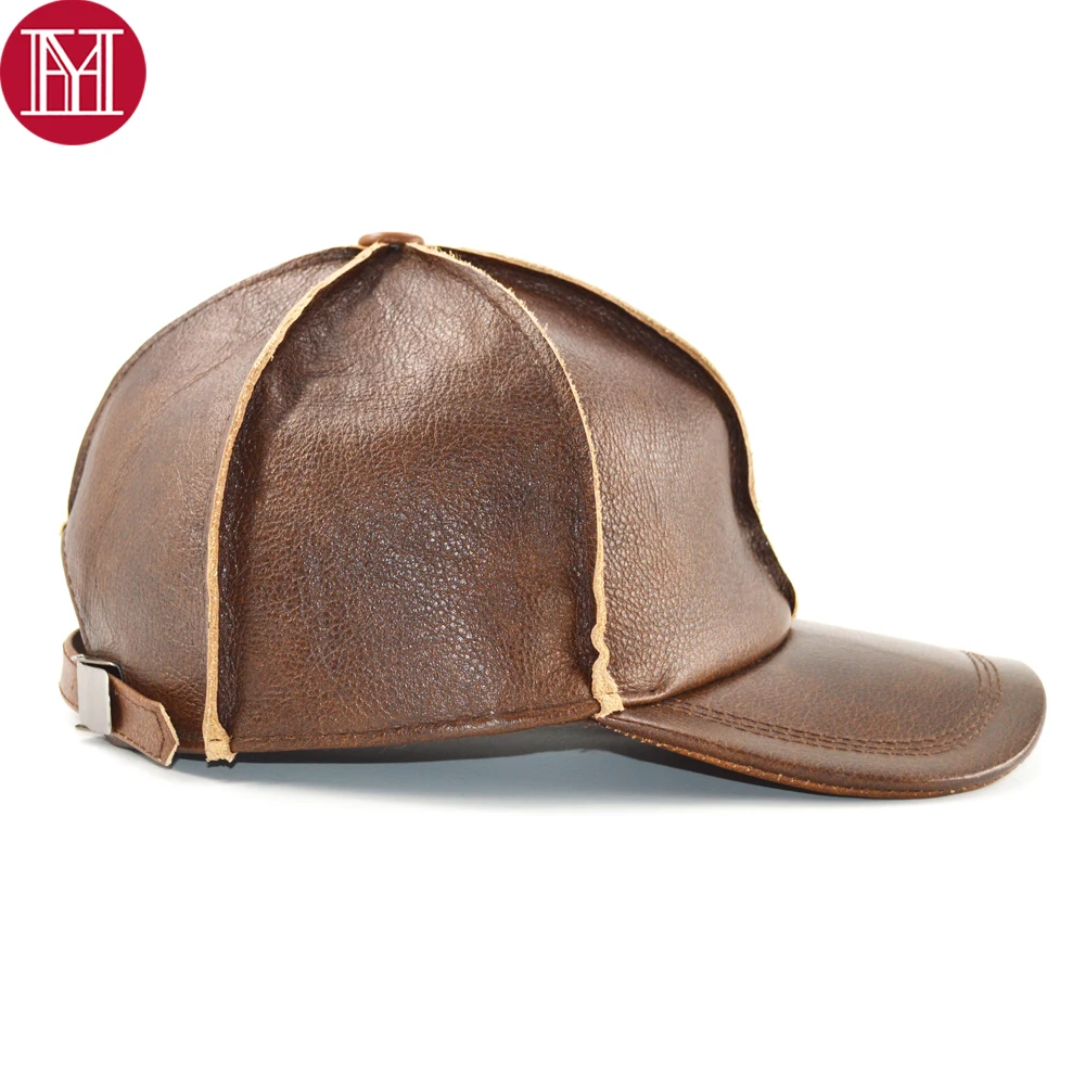 Бейсболка мужская из натуральной кожи брендовая Повседневная Кепка 100% воловьей