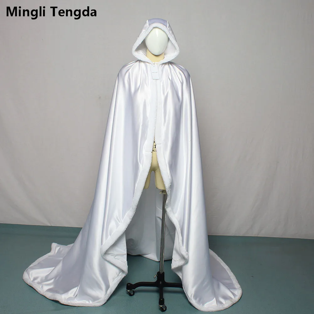 Белая меховая шаль Mingli Tengda сохраняющая тепло накидка платье с шапкой свадебная