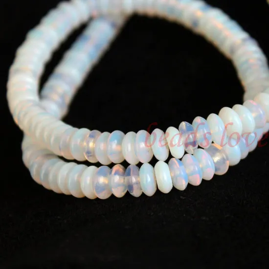 1 нить 16 &quot(105 шт) натуральный камень&quot белый опал &quotРондель бусины 6 мм * 3 (w03031) |