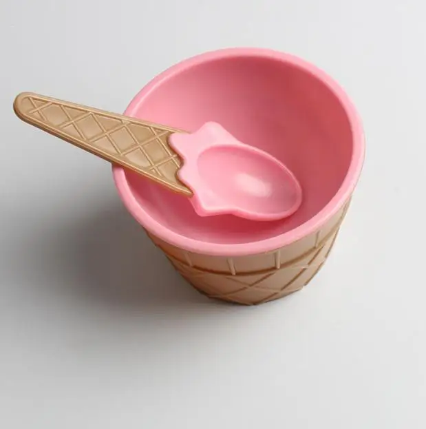Pink 6/12 набор милые детские чаши для мороженого чашка для мороженого парные чашки для десерта миска для мороженого с ложка детские столовые приборы Bol# d - Цвет: Pink