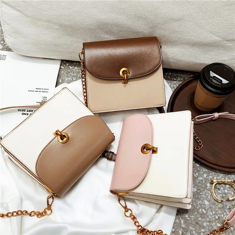 Новинка 2019 модные трендовые сумки контрастных цветов с прострочкой сумка на