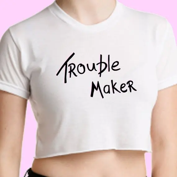 Sugarbaby Trouble Maker Crop Top Graphic T-shirt High quality Fashion Cropped T shirt Short Sleeve Casual Tops Drop Ship