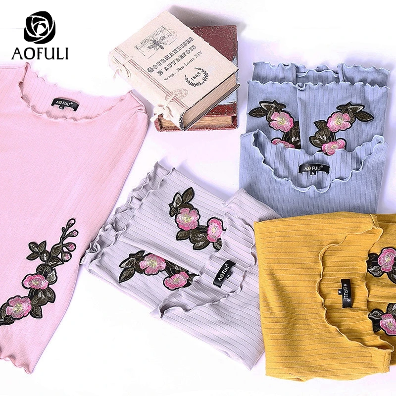 Размер M/L/XL топы с длинными рукавами и цветочной вышивкой волнистый вязаный