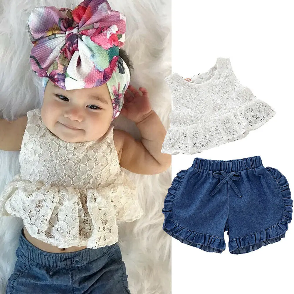 Новая модная летняя одежда для маленьких девочек кружевные топы без рукавов