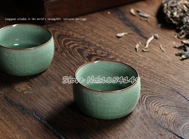 Два цвета Китайский Longquan Celadon Китайская гайвань чайные чашки и блюдце чайная чаша 55 мл брат печной фарфор чайник кофейная чашка