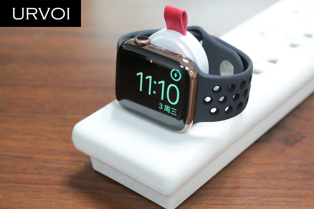 URVOI зарядное устройство для Apple Watch series 4 3 2 1 портативный беспроводной держатель для зарядки удобный Магнитный стенд 2 Вт вход USB разъем