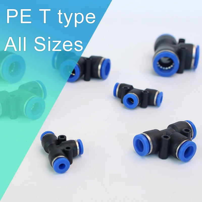 4mm/6mm/8mm/10mm/12mm/14mm/16mm PE Series Plastic Pneumatic Air Straight T Type Quick Fittings Push In Connector | Обустройство дома