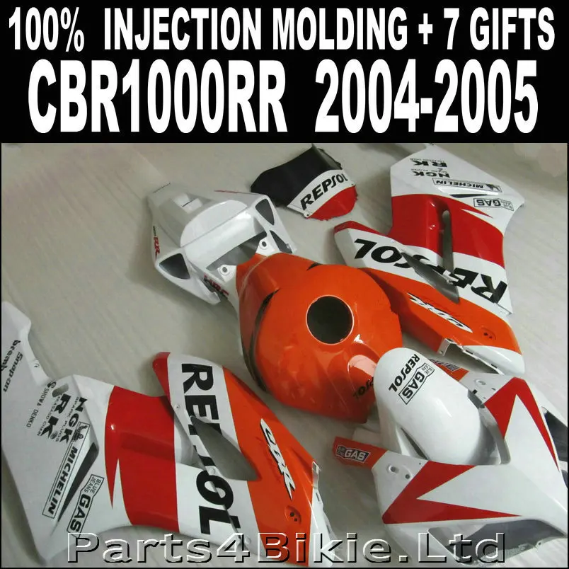 Высококачественные детали для HONDA cbr1000rr 2004 2005 Обтекатели красный оранжевый белый