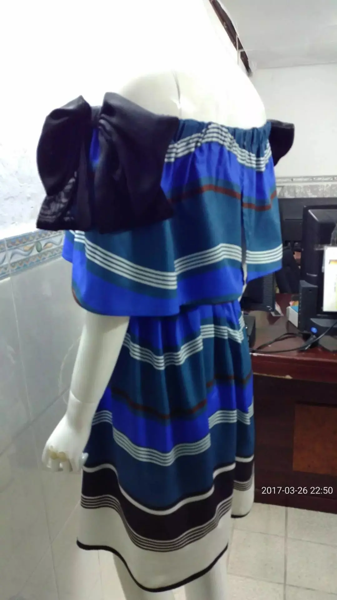 2017 Summer New Female Casual Sexy Slash Neck Off The Shoulder Stripes Silm Dresses for Girls Bowtie Beach Dress Women | Женская одежда