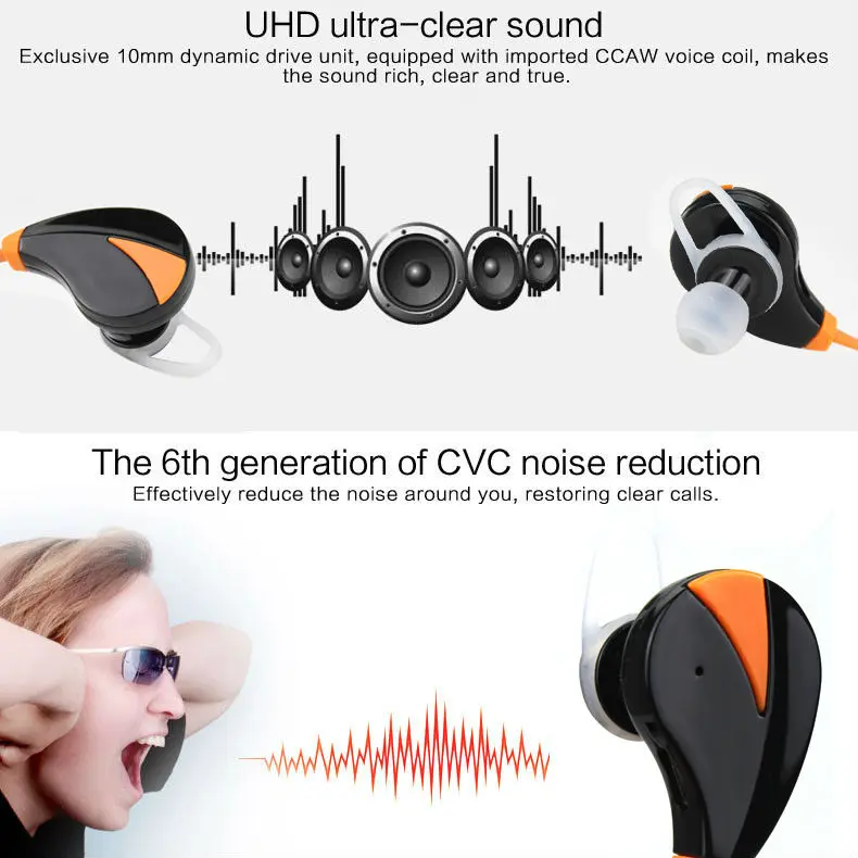 New Bluetooth earphone Wireless Headset Stereo Sports mp3 Studio Music With Mic Handsfree Sweatproof for iPhone 6 7 phone | Электроника