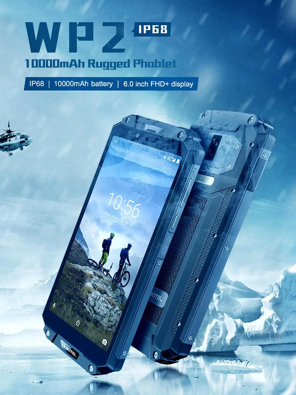 OUKITEL WP2 IP68 водонепроницаемый мобильный телефон 4 Гб 64 Гб MT6750T Восьмиядерный 6," 18:9 смартфон с защитой от пыли и ударов 10000 мАч