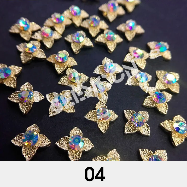 Новое поступление 10 шт. металлические Золотые листья с жемчужинами AB Стразы