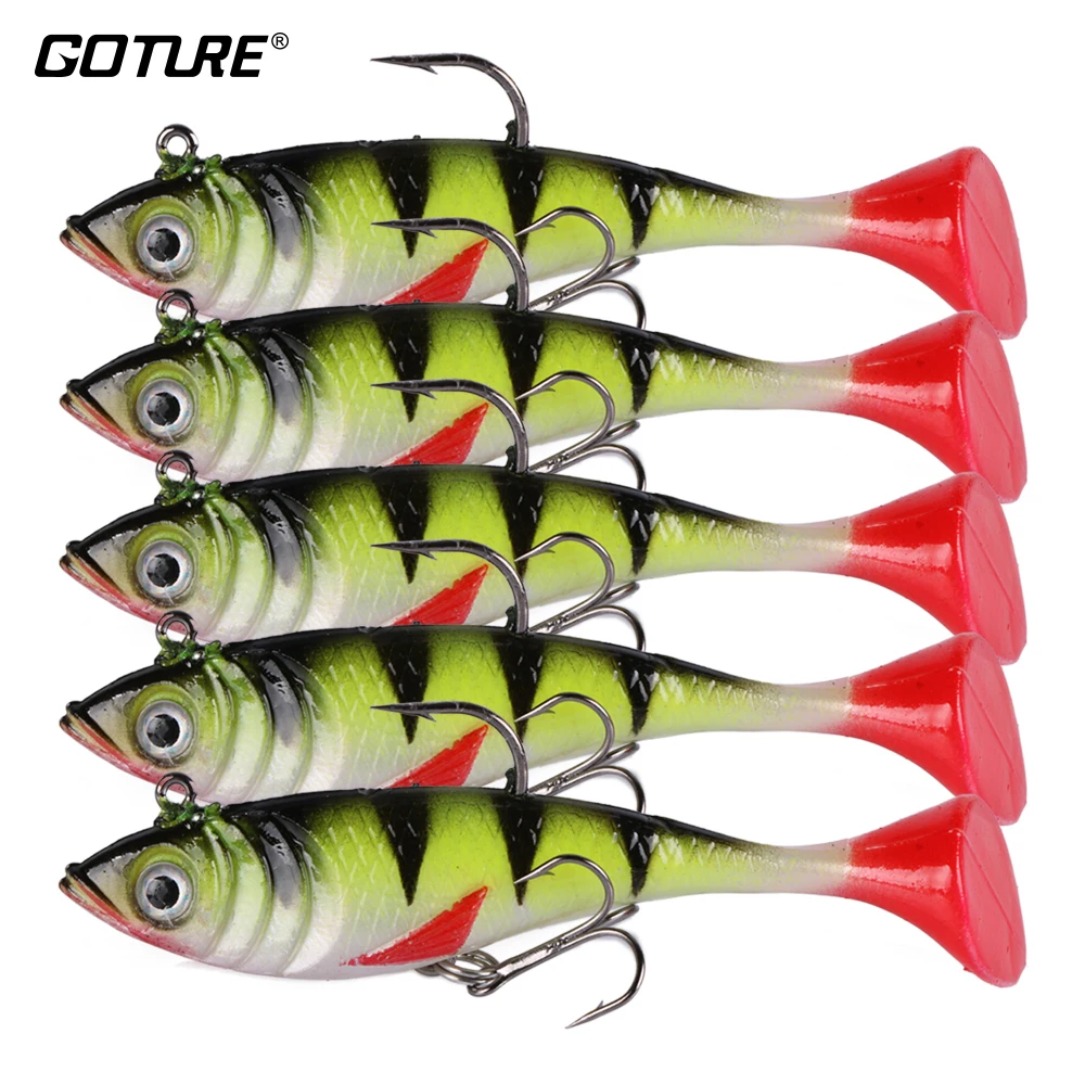 Goture 5 шт./компл. для рыбалки, мягкие блесны на удочку Lead Jig Head 8,4 см 10,7g силиконовый приманка на щуку воблеры приманки, искусственные подойдут для морского окуня для рыбалки