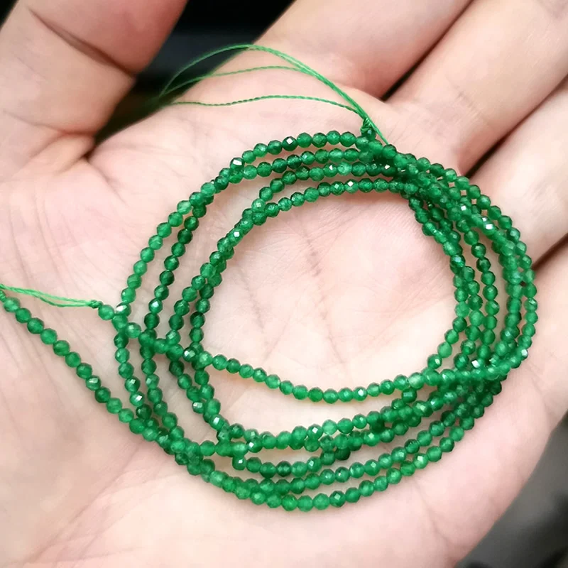 Green dyed jade Граненые 2/3/4 мм Натуральный Камень Бисер Розовый кристалл кварца Драгоценный Камень Бисер для изготовления ювелирных изделий бисером браслетов или бус своими руками - Цвет: Green dyed jade