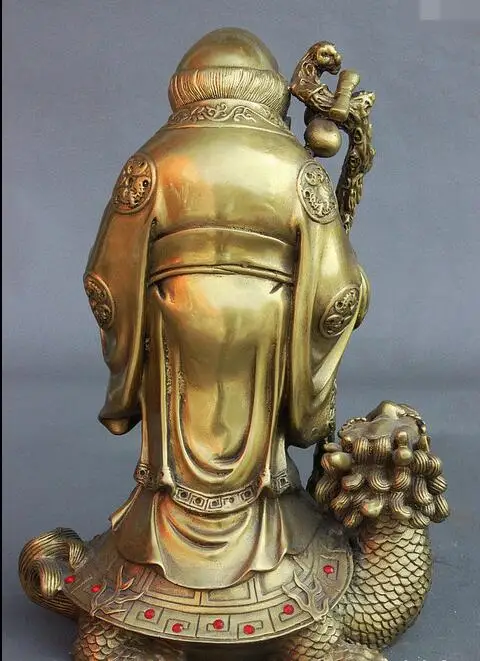 Быстрая 10 Народных Китай Латунь Стенд Дракон Черепаха Долголетия Шоу Бог Персик