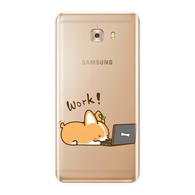 Мягкий силиконовый чехол для Samsung Galaxy C5 C7 C8 Corgi Cute Dog C9 Pro|Бамперы| |
