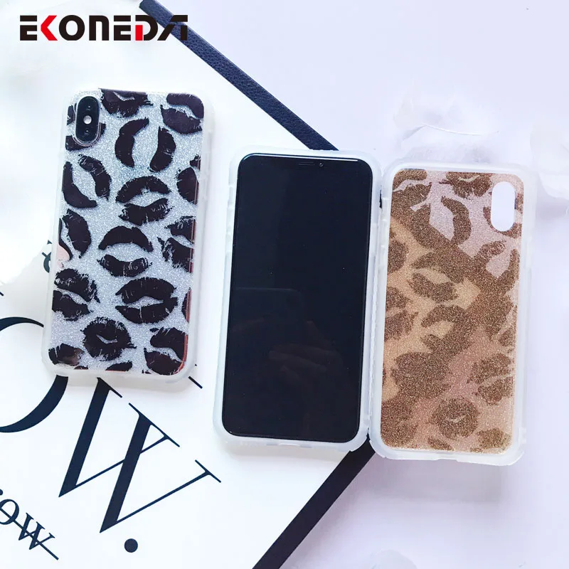 EKONEDA чехол с зеркальными губами для iPhone 7 блестками X Роскошный девочек XR XS Max 6S 8 Plus