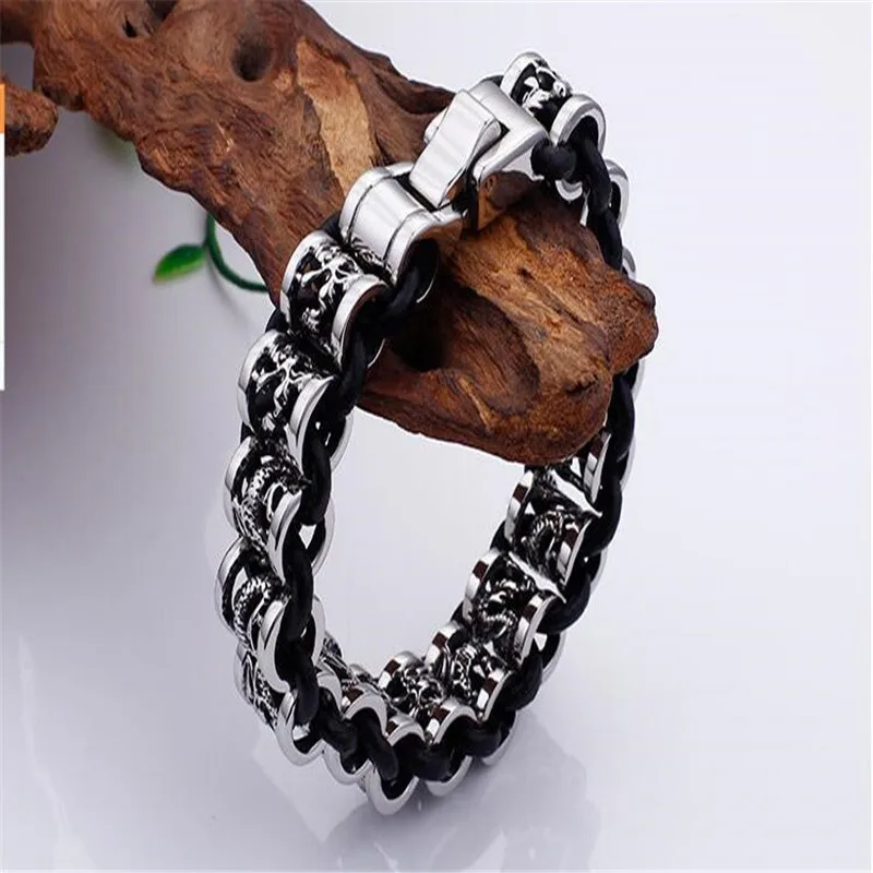 

2018 The New Fashion Bracelet & Bangle For Men 316L Stainless Steel Charm Cuffs Bracelets Dragon Bracelet Men Jewelry Pulseiyas