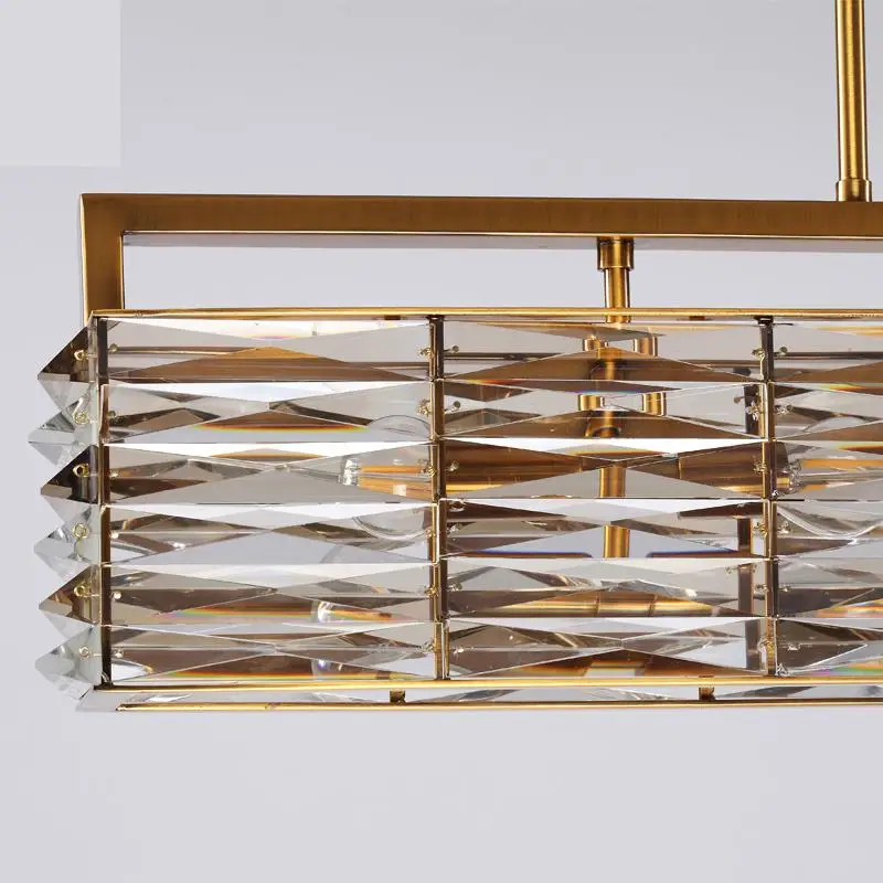 Светодиодный прямоугольник для клубного бара Золотая люстра Хрустальная