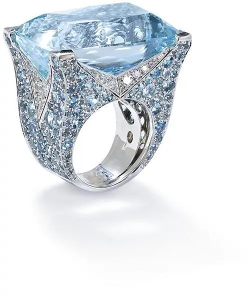 

HPXmas Luxurious Fashion Vintage Large Blue Crystal Stone Rings for Women Engagement Birthday Gift Jewelry C99