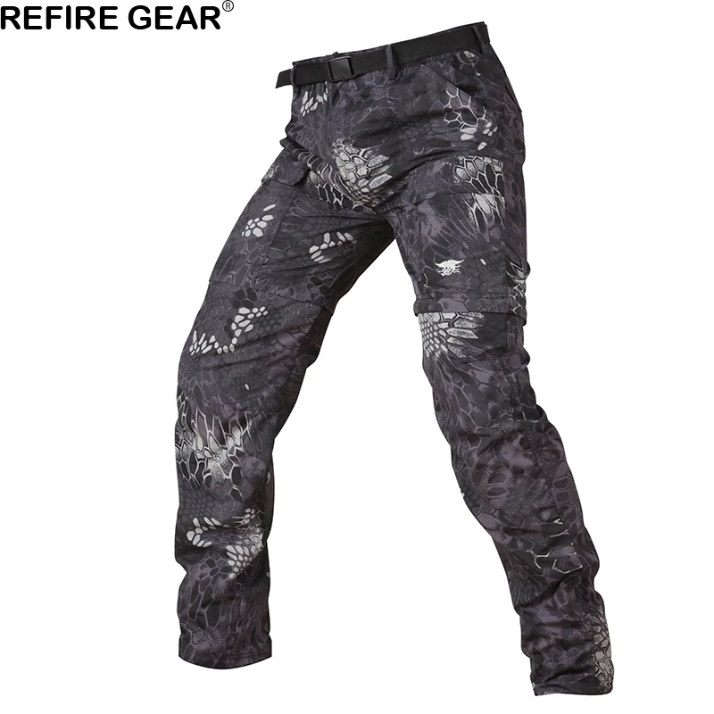 Мужские камуфляжные брюки Refire Gear летние быстросохнущие со съемной застежкой